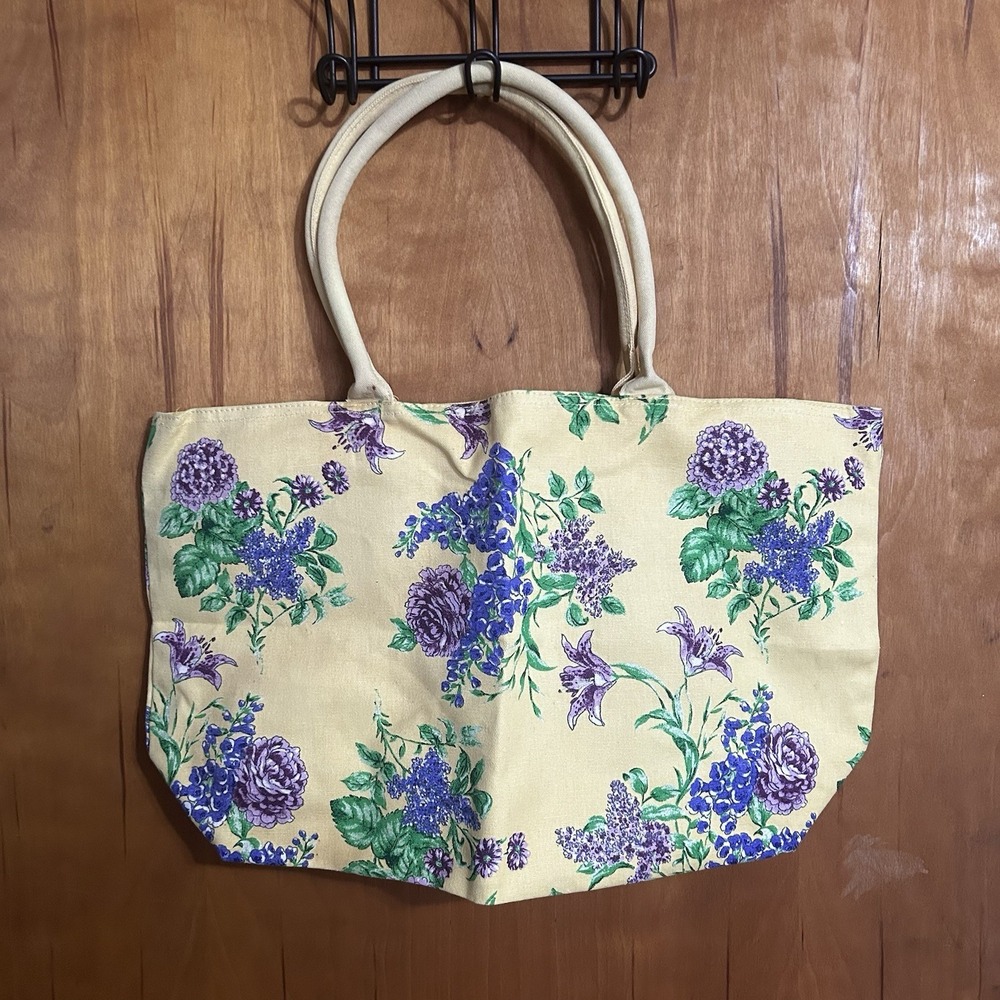 Yellow‎ 2 Two-Handle Large Market Basket Purple Flowers 20 x 12